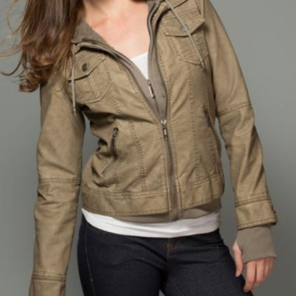 LA Coalition Hooded Faux Leather Jacket